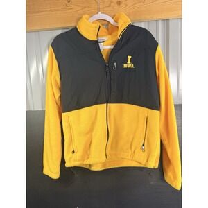 Columbia Iowa Hawkeyes Women's Large Fleece Jacket Black Gold Full Zip NCAA